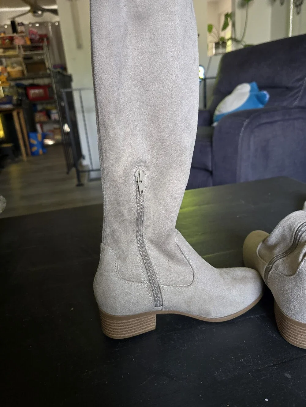 Women's Over-the-Knee Suede Boots - Beige